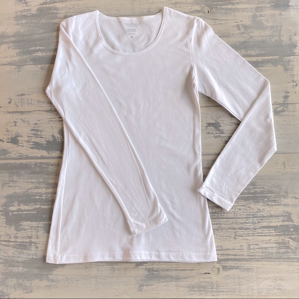 Modbod White Long Sleeve Layering shirt